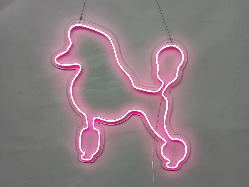 Неоновая вывеска "пудель" для груминг салона